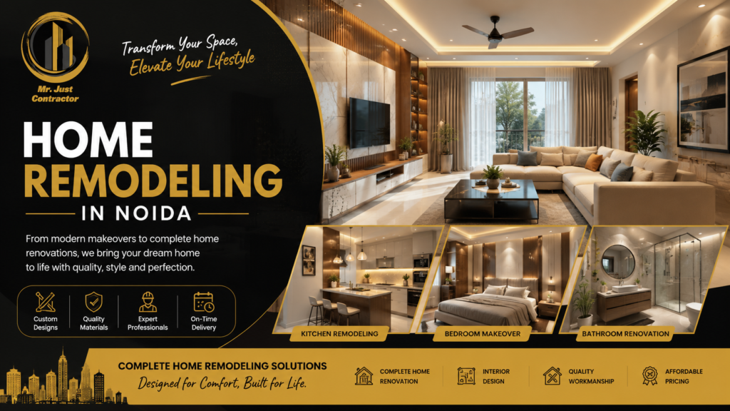 Home Remodeling in Noida by Mr. Just Contractor with modern interior renovation and home improvement services.
