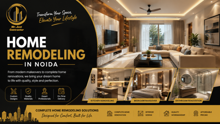 Home Remodeling in Noida by Mr. Just Contractor with modern interior renovation and home improvement services.